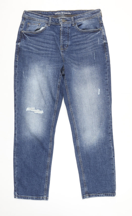 Denim Co Men's Blue Relaxed Straight Jeans W32 L30 Cotton Denim