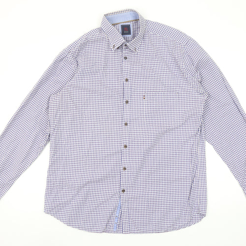 André Jeanswear Men's Blue Check Long Sleeve Button-Up Shirt L