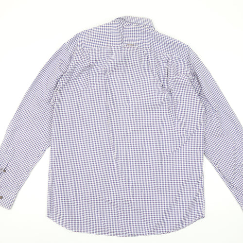 André Jeanswear Men's Blue Check Long Sleeve Button-Up Shirt L