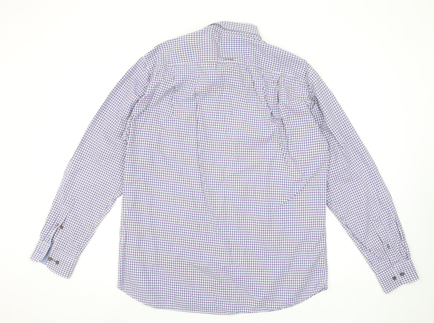 André Jeanswear Men's Blue Check Long Sleeve Button-Up Shirt L