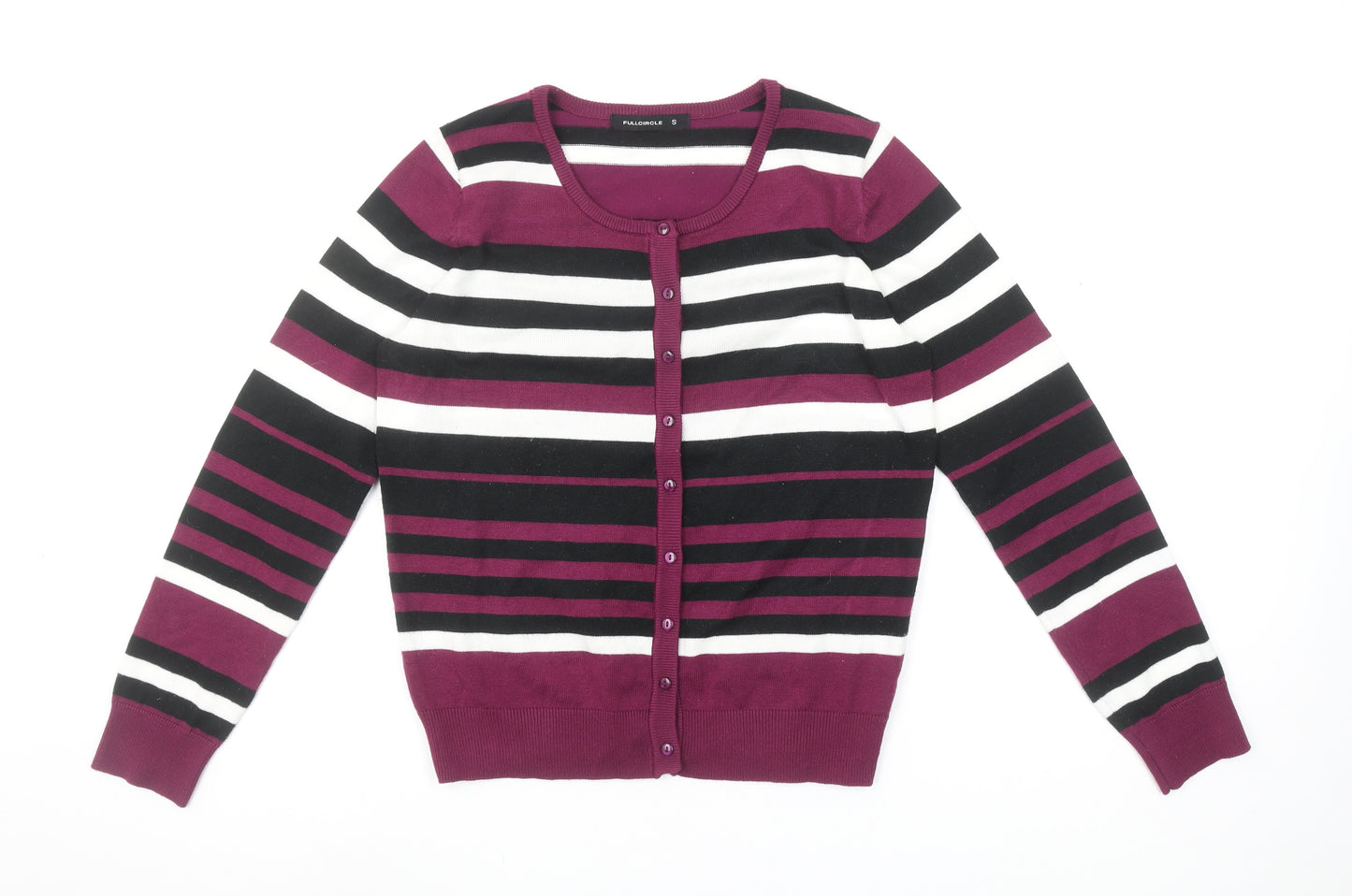 Fullcircle Women's Black Purple Striped Cardigan Size S Knitwear