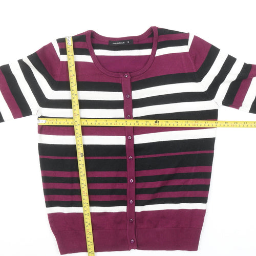 Fullcircle Women's Black Purple Striped Cardigan Size S Knitwear