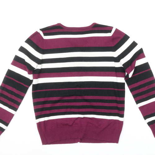 Fullcircle Women's Black Purple Striped Cardigan Size S Knitwear
