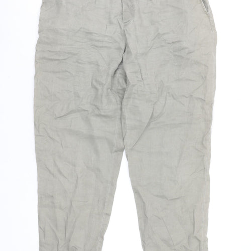 Part Two Copenhagen Women’s Beige Linen Elastic Waist Trousers Size 12