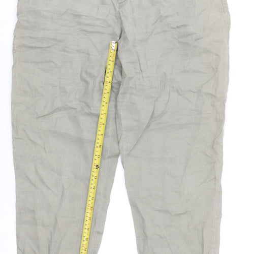 Part Two Copenhagen Women’s Beige Linen Elastic Waist Trousers Size 12