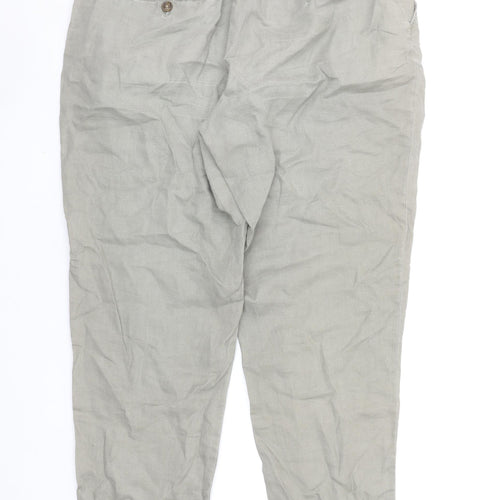 Part Two Copenhagen Women’s Beige Linen Elastic Waist Trousers Size 12