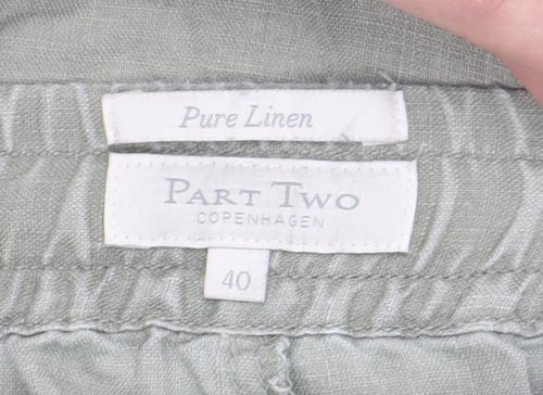 Part Two Copenhagen Women’s Beige Linen Elastic Waist Trousers Size 12