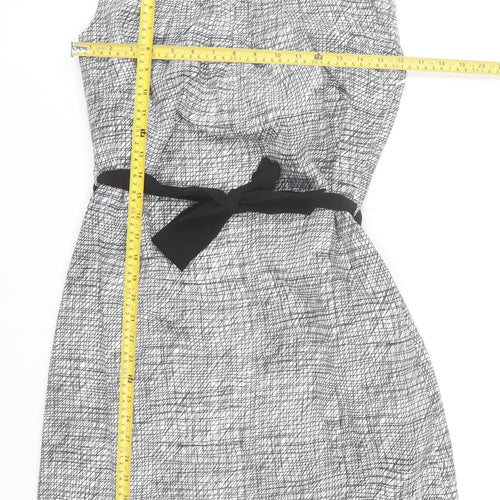 Brandtex Women Grey Geometric Sheath Dress Size 10 Sleeveless Workwear