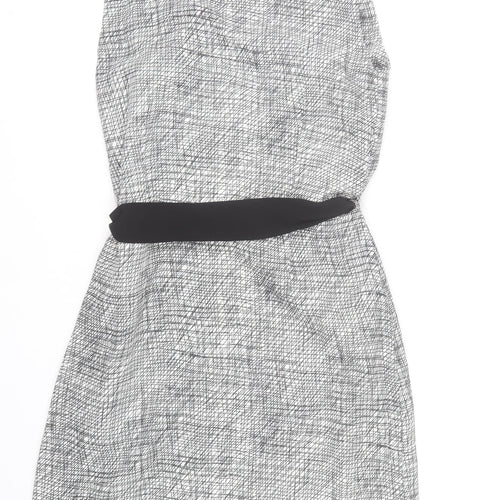 Brandtex Women Grey Geometric Sheath Dress Size 10 Sleeveless Workwear