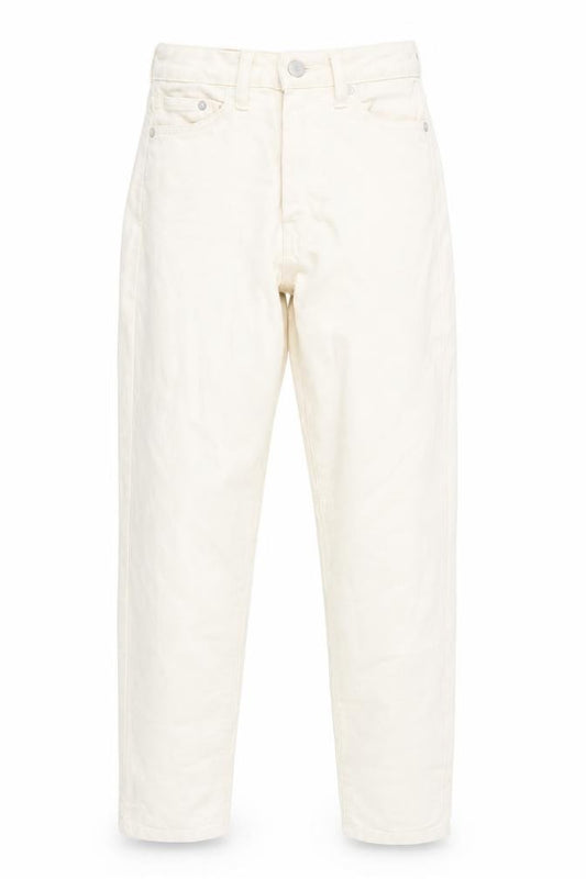 Front view of Stradivarius Women Beige Mom Slim Jeans UK 4 Cotton Blend