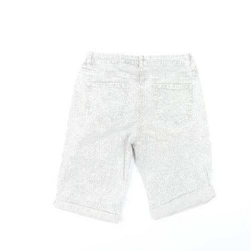 Next Women’s Grey Striped Bermuda Shorts Size 10 Cotton Blend