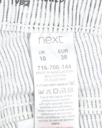 Next Women’s Grey Striped Bermuda Shorts Size 10 Cotton Blend