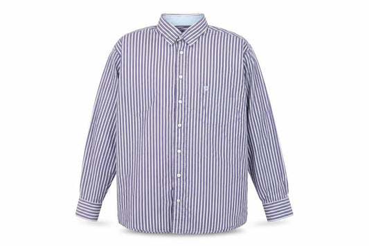 Marco Capelli Mens Blue Striped Cotton Long Sleeve Dress Shirt L