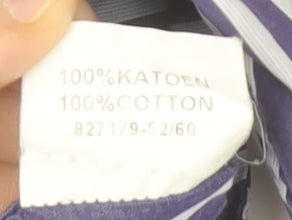 Marco Capelli Mens Blue Striped Cotton Long Sleeve Dress Shirt L