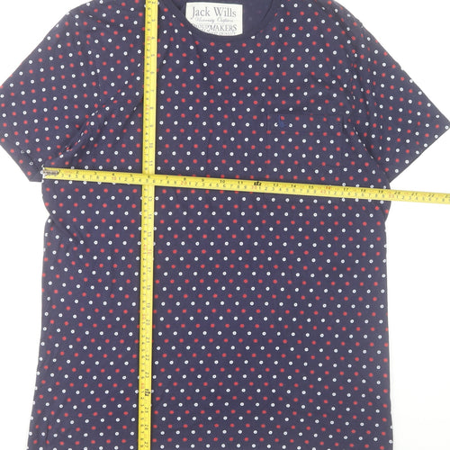 Jack Wills Men's Navy Polka Dot Cotton Crew Neck T-Shirt Size M