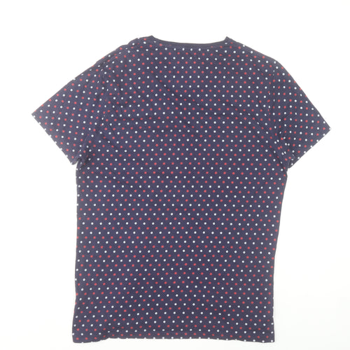 Jack Wills Men's Navy Polka Dot Cotton Crew Neck T-Shirt Size M