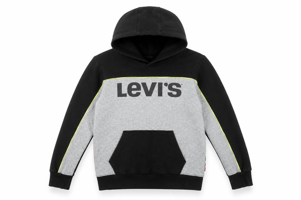 Front view of Levi's boys’ grey & black pullover hoodie size 14a (164 cm) cotton blend