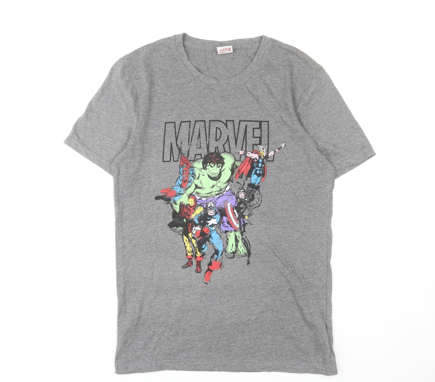 Marvel Men's Grey Graphic Avengers Cotton Blend T-Shirt Size S