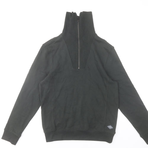 Union House Men’s Black 1/2 Zip High Neck Cotton Sweatshirt Size S