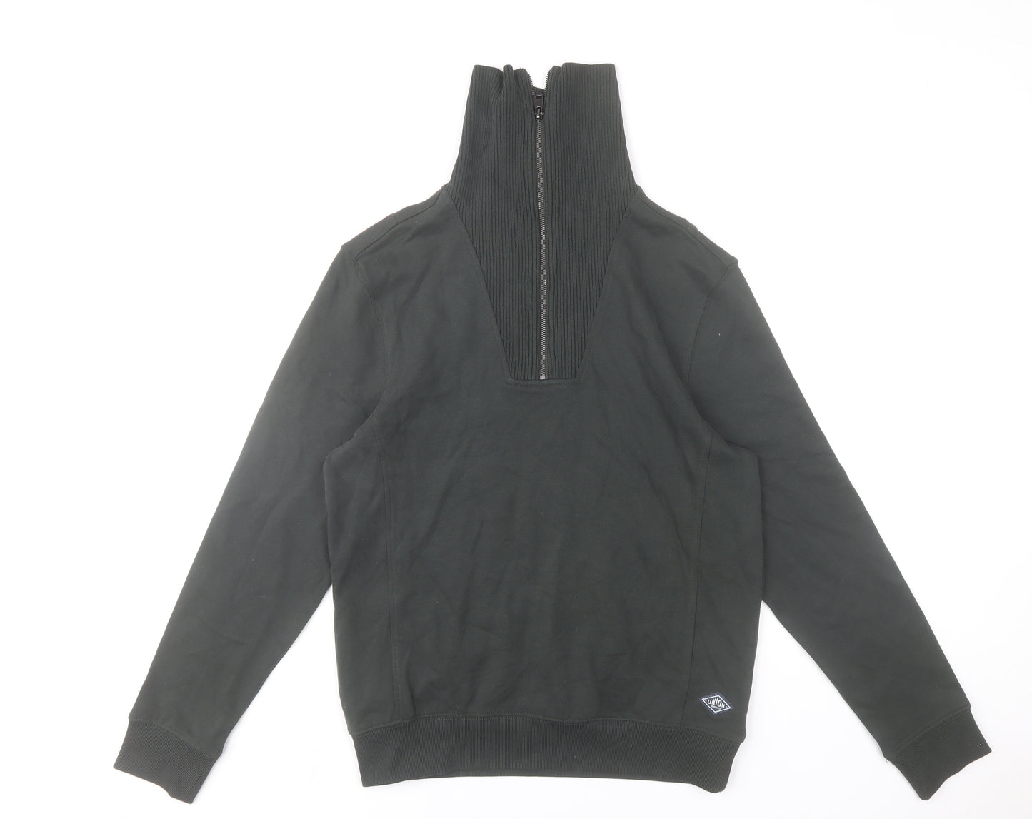 Union House Men’s Black 1/2 Zip High Neck Cotton Sweatshirt Size S