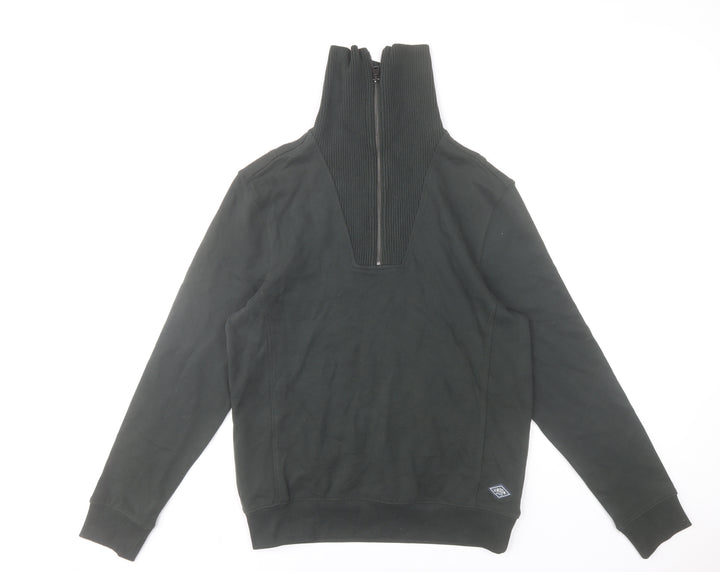 Union House Men’s Black 1/2 Zip High Neck Cotton Sweatshirt Size S