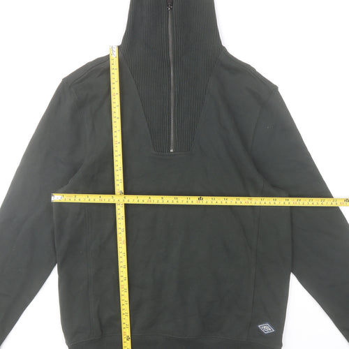 Union House Men’s Black 1/2 Zip High Neck Cotton Sweatshirt Size S
