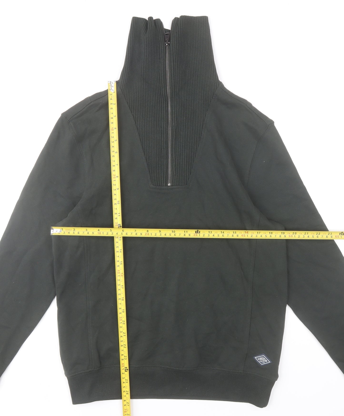 Union House Men’s Black 1/2 Zip High Neck Cotton Sweatshirt Size S
