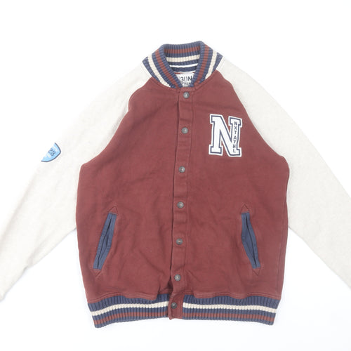 Next Boys Brown Varsity Jacket 14 Years Cotton Blend Lined Casual Style