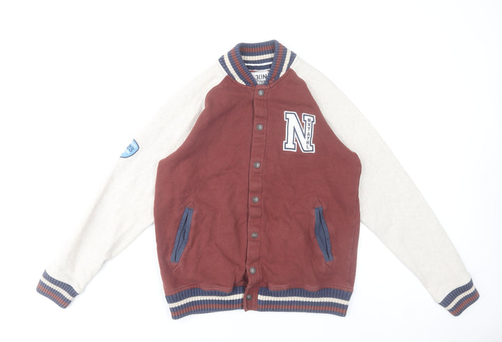 Next Boys Brown Varsity Jacket 14 Years Cotton Blend Lined Casual Style