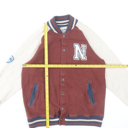 Next Boys Brown Varsity Jacket 14 Years Cotton Blend Lined Casual Style