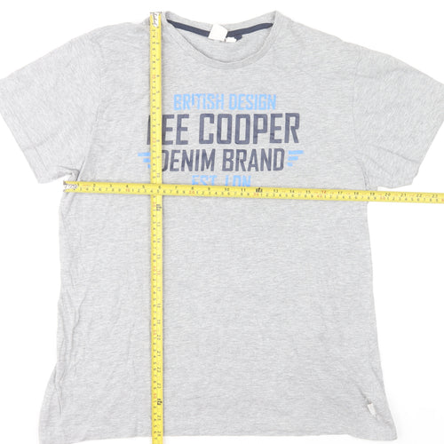 Lee Cooper Men's Grey Graphic Logo Crew Neck Short Sleeve T-Shirt M