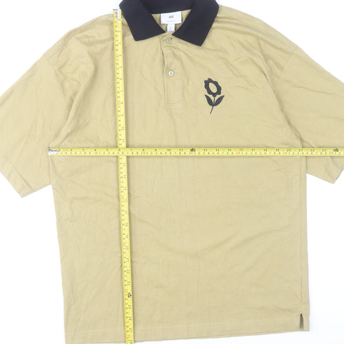 H&M Men's Beige Relaxed Fit Short Sleeve Polo Shirt Size S