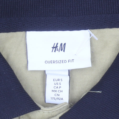 H&M Men's Beige Relaxed Fit Short Sleeve Polo Shirt Size S