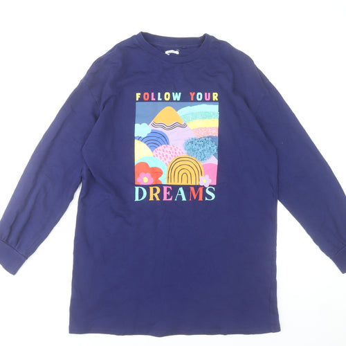 Next Girls Blue Long Sleeve Crew Neck Graphic T-Shirt 12 Years Cotton