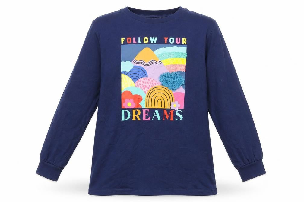 Next Girls Blue Long Sleeve Crew Neck Graphic T-Shirt 12 Years Cotton