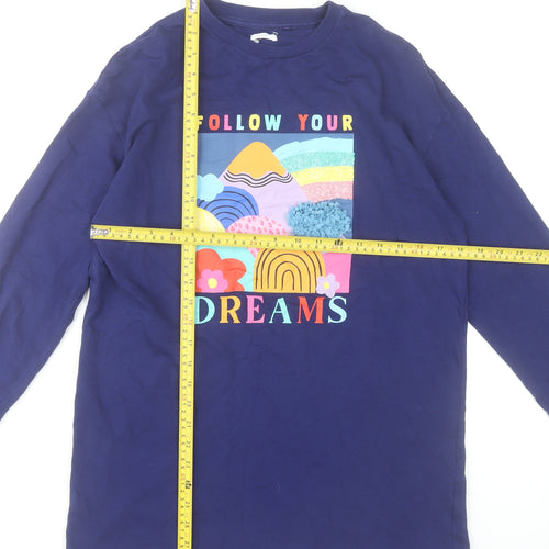 Next Girls Blue Long Sleeve Crew Neck Graphic T-Shirt 12 Years Cotton