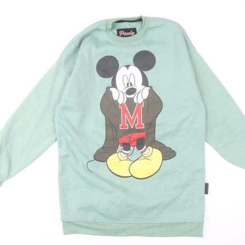Pandy Women’s Green Mickey Mouse Pullover Sweatshirt Size L