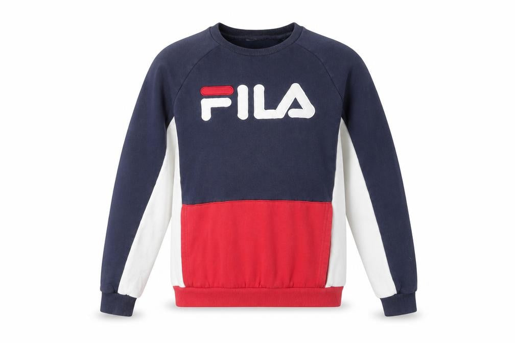 Front view of Fila Men's Multicoloured Logo Sweatshirt Pullover M Regular Fit