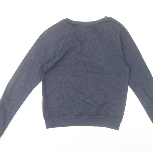 Hollister Women Blue XS Pullover Sweatshirt Cotton Blend Logo Print