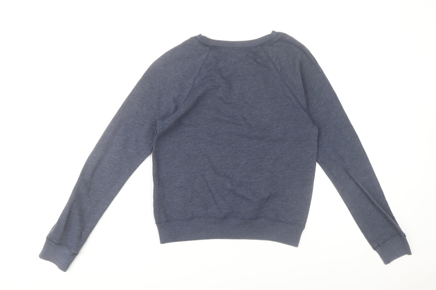 Hollister Women Blue XS Pullover Sweatshirt Cotton Blend Logo Print