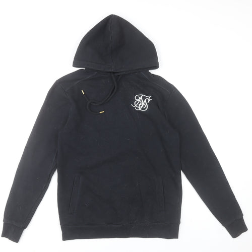 SikSilk Men's Black Pullover Hoodie XS Logo Fleece Long Sleeve