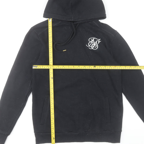 SikSilk Men's Black Pullover Hoodie XS Logo Fleece Long Sleeve