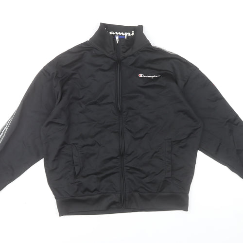 Champion Men’s Black XL Full Zip Track Sweatshirt with Logo Detail