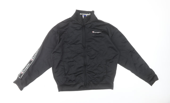 Champion Men’s Black XL Full Zip Track Sweatshirt with Logo Detail