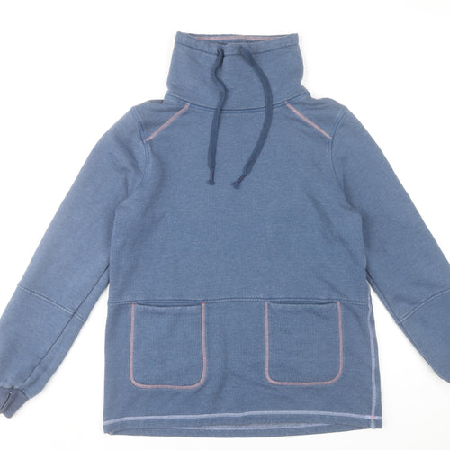Joules Women Blue Pullover Sweatshirt UK 10 Cotton Blend Funnel Neck