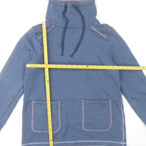 Joules Women Blue Pullover Sweatshirt UK 10 Cotton Blend Funnel Neck