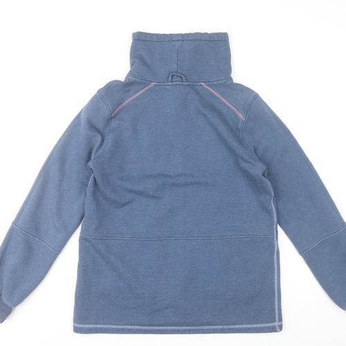 Joules Women Blue Pullover Sweatshirt UK 10 Cotton Blend Funnel Neck