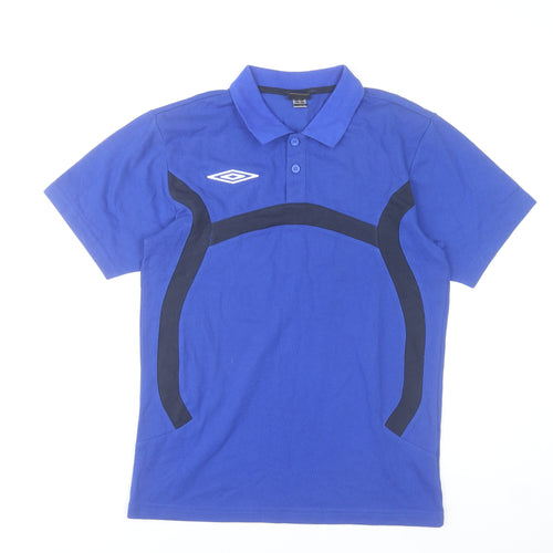 Umbro Men's Blue Short Sleeve Polo Shirt Size S Polyester Cotton