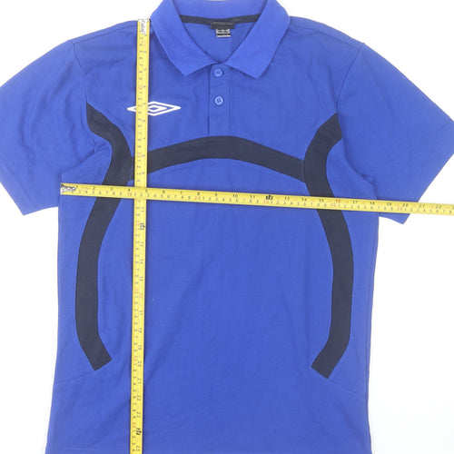 Umbro Men's Blue Short Sleeve Polo Shirt Size S Polyester Cotton