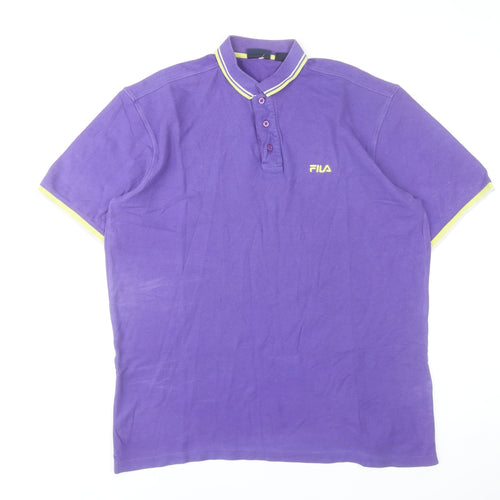 Fila Men's Purple XL Polo Shirt Retro Sports Casual